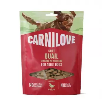 CARNILOVE Dog SOFT Snack Przepiórka z Oregano 200 g - Bezziowe Miękkie Przysmaki dla Dorosłych Psów