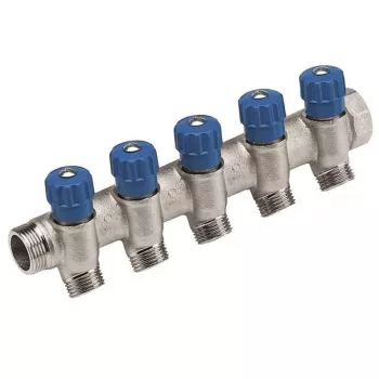 Caleffi 5R Series Termostatyczny zawór mieszający 3/4 inch NPT wlot x 1/2 inch NPT wylot, mosiądz bezołowiowy, ASSE 1017
