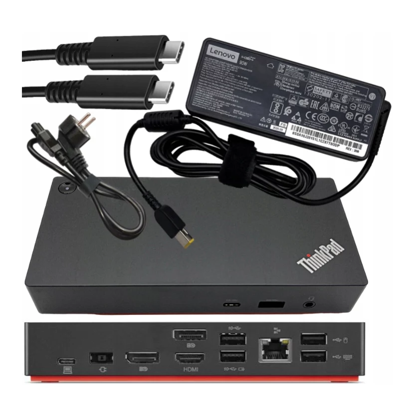 Lenovo Renewed ThinkPad Universal USB-C Dock 40AY 90W Używany z zasilaczem