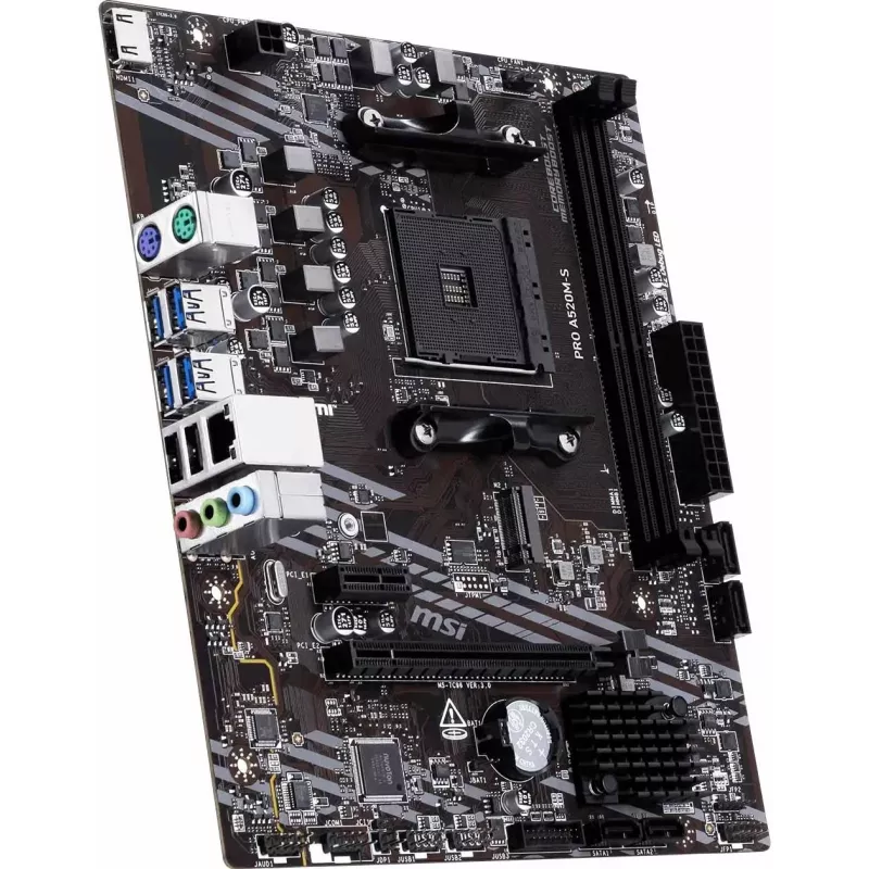 MSI A520M-S AMD A520 AM4 Micro-ATX Płyta główna - DDR4, HDMI, DVI, VGA, Gigabit LAN
