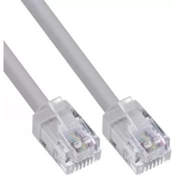 InLine® Modułowy kabel okrągły RJ12, wtyk męski - wtyk męski, 6-żyłowy, 6P6C, 3 m, szary