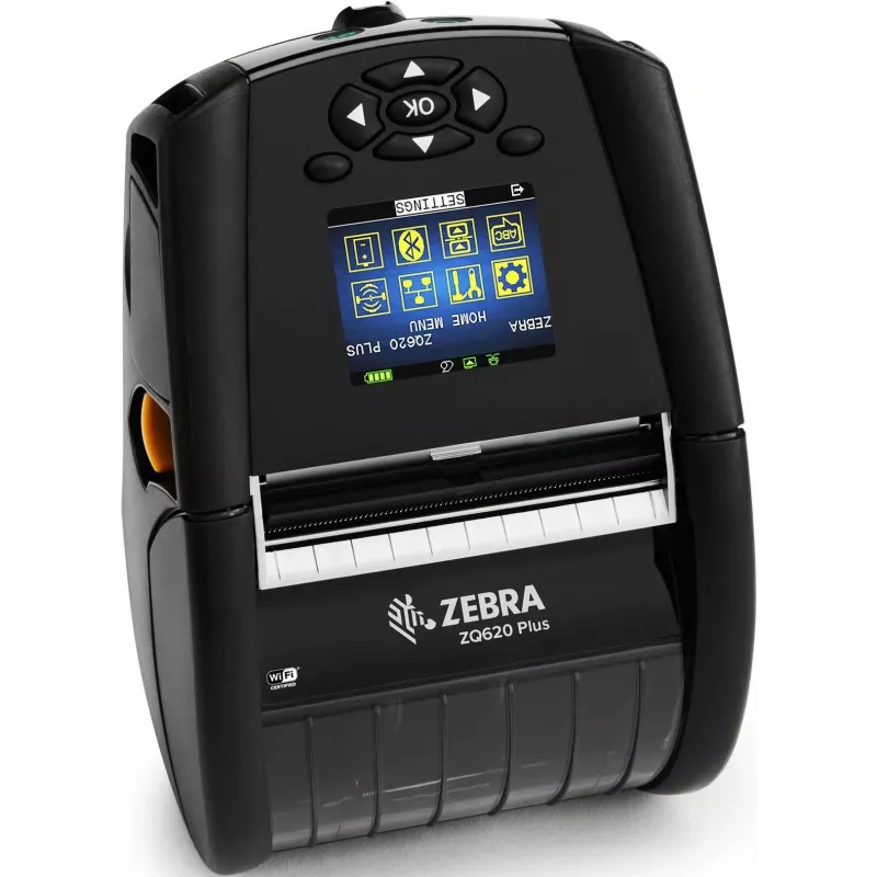 Zebra DT Printer ZQ620 Plus 3 cal/72 mm Healthcare Angielskie czcionki Wi-Fi 6 Dual Radio (802.11AX/BT5.x) Linered platen 0.75 cala rdzeń Grupa E Pasek do paska