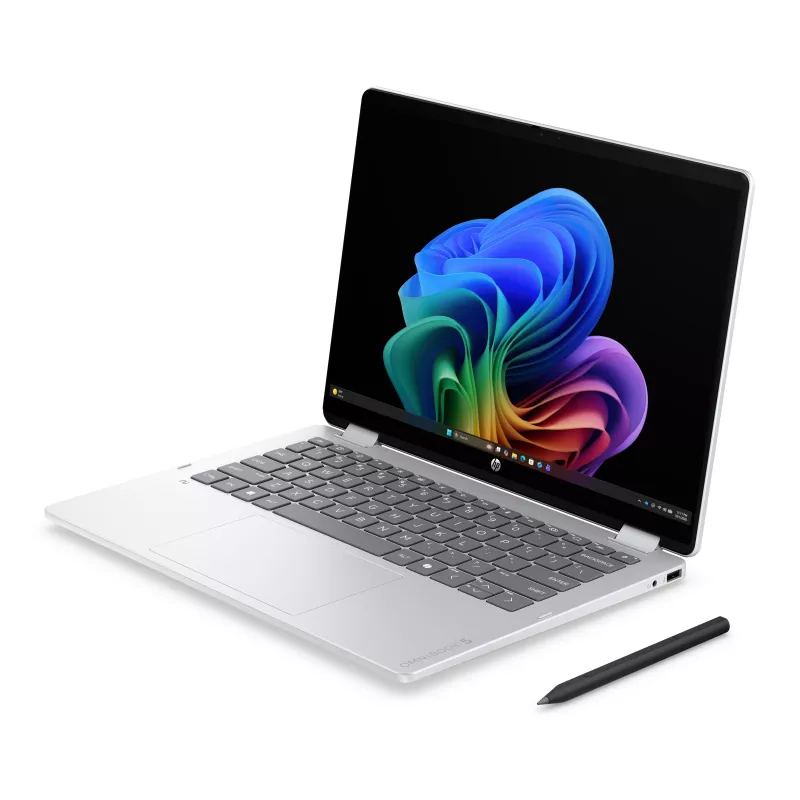 HP OmniBook 5 Flip NG AI 14-km0001nnx - Ultra 7 355, 32GB LPDDR5X 7467 on-board, 512GB, Dotykowy/14.0 2K (1920x1200) OLED, Glacier Silver DF+ AI logo - 5MP IR TNR, bez zasilacza 65W AC, Win 11 Home, 1 rok
