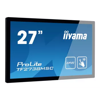 IIYAMA TF2738MSC-B2 A 27-calowy panel dotykowy 1080p IPS 500cd 10 punktów dotyku CA VGA HDMIx1 DPx1 głośniki 2x1W open frame czarny