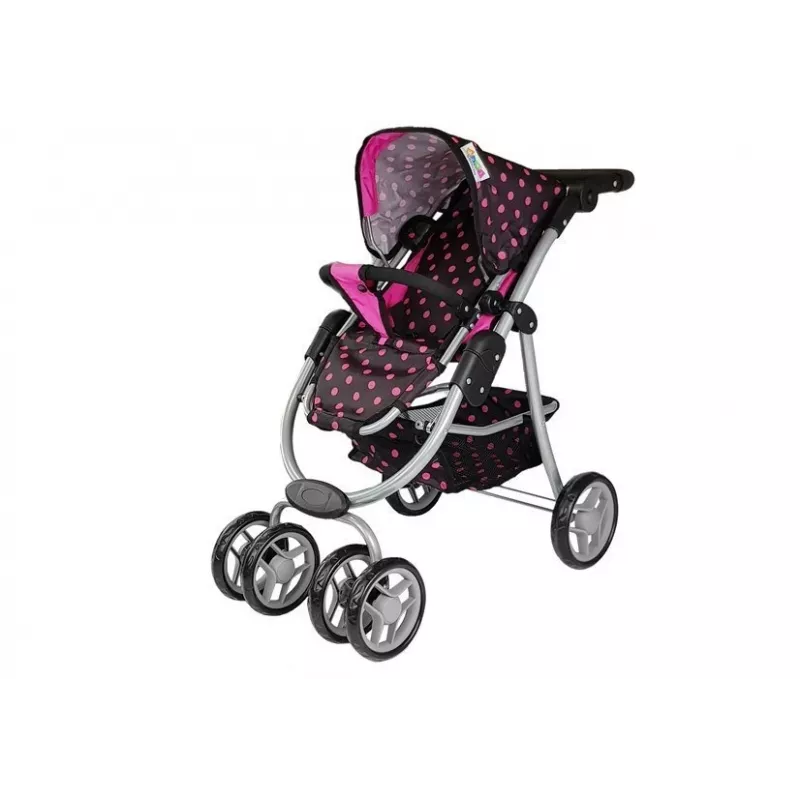 Wózek 2w1 z gondolą i torbą Czarno-Różowy 7706 Lean Toys