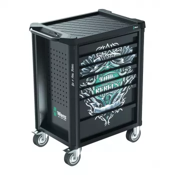 Wera 9700 Tool Rebel Workshop Trolley 1, 7 szuflad, blat ze stali nierdzewnej, zielony/czarny