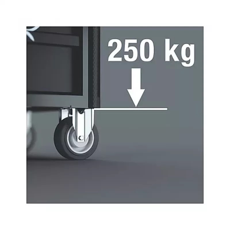 Wera 9700 Tool Rebel Workshop Trolley 1, 7 szuflad, blat ze stali nierdzewnej, zielony/czarny