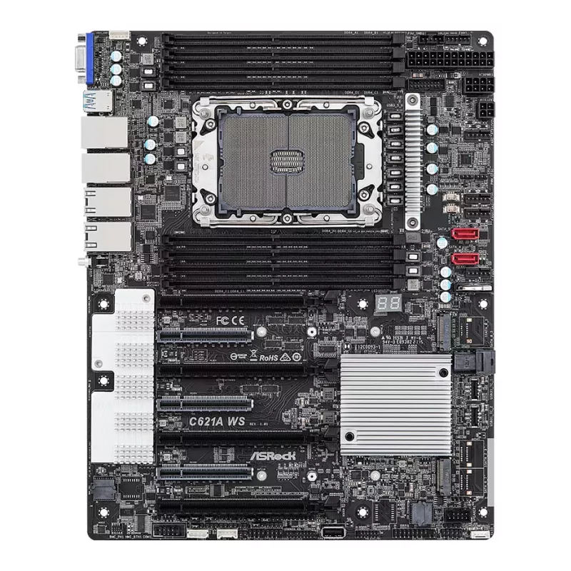 ASRock C621A WS Płyta Główna - Chipset Intel C621A - Socket LGA4189 - Format CEB - 8x DDR4 DIMM - 2x 10GbE LAN - IPMI