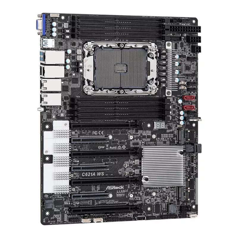 ASRock C621A WS Płyta Główna - Chipset Intel C621A - Socket LGA4189 - Format CEB - 8x DDR4 DIMM - 2x 10GbE LAN - IPMI