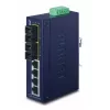 PLANET ISW-621TS15 Przemysłowy niezarządzalny przełącznik L2 Fast Ethernet z 4x 10/100 + 2x 100Base-FX SC Multi-mode, DIN-Rail/Montaż naścienny, -40 do 75°C