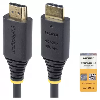 StarTech.com 1.5m (4.9ft) Premium Certified High Speed HDMI Cable, 4K60Hz, Black