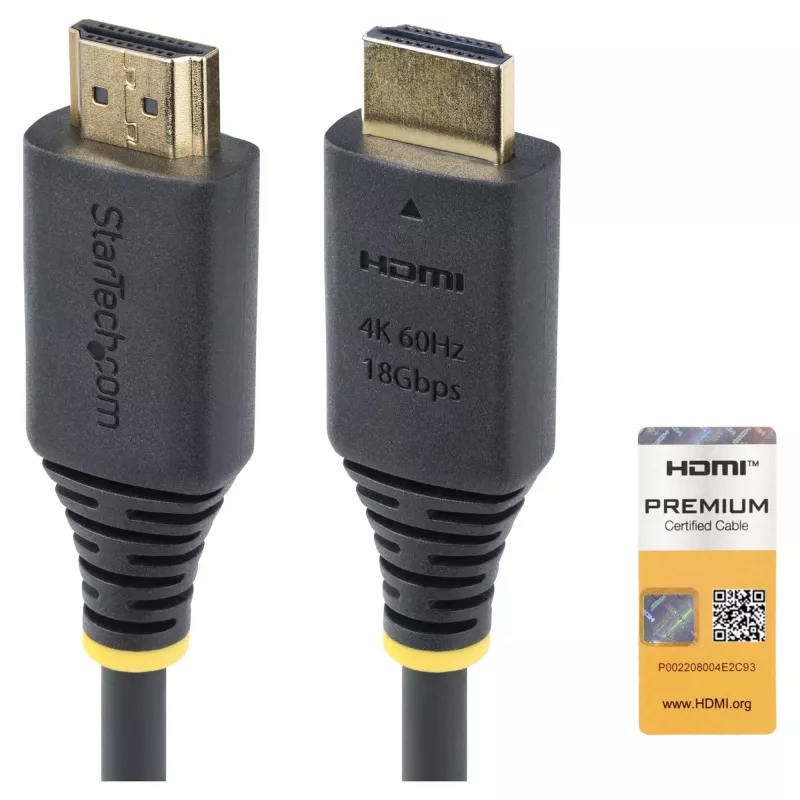 StarTech.com 1.5m (4.9ft) Premium Certified High Speed HDMI Cable, 4K60Hz, Black