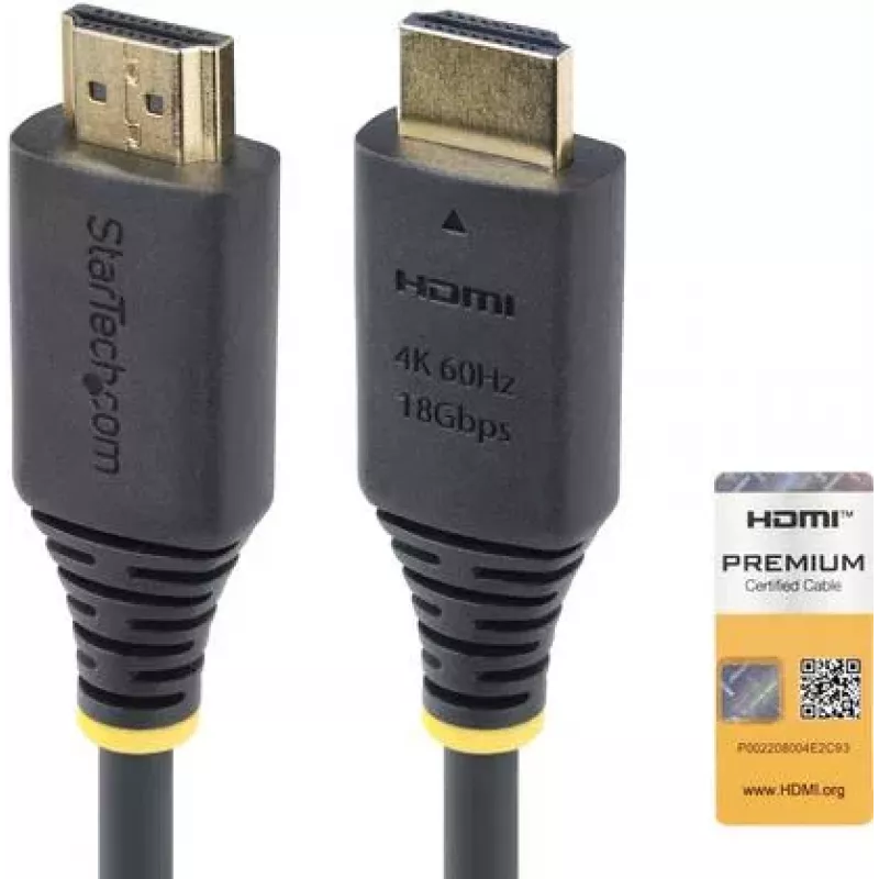 StarTech.com 1.5m (4.9ft) Premium Certified High Speed HDMI Cable, 4K60Hz, Black