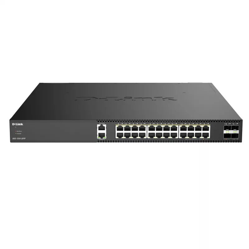 D-Link DXS-1250-28YP/E Smart Managed Multi-Gigabit PoE++ Switch z 4 x 25G SFP28 uplinkami