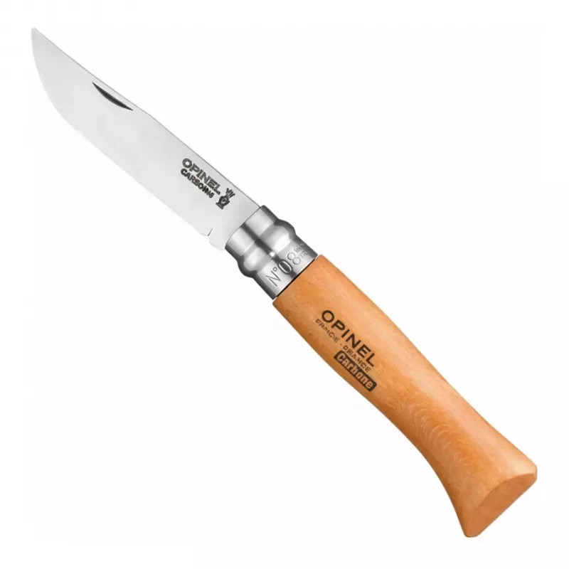 Opinel No. 08 Carbon Steel Locking Pocket Knife with Beechwood Handle