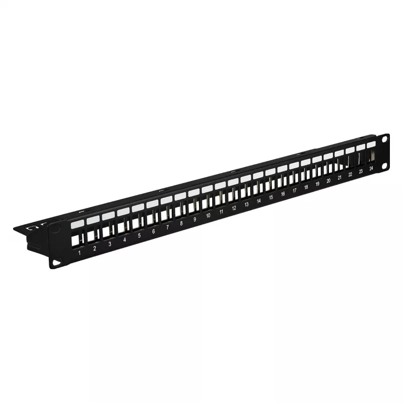 Panel Dystrybucyjny EFB 19 inch 1U 24-Port Ekranowany Cat.6A Czarny RAL9005