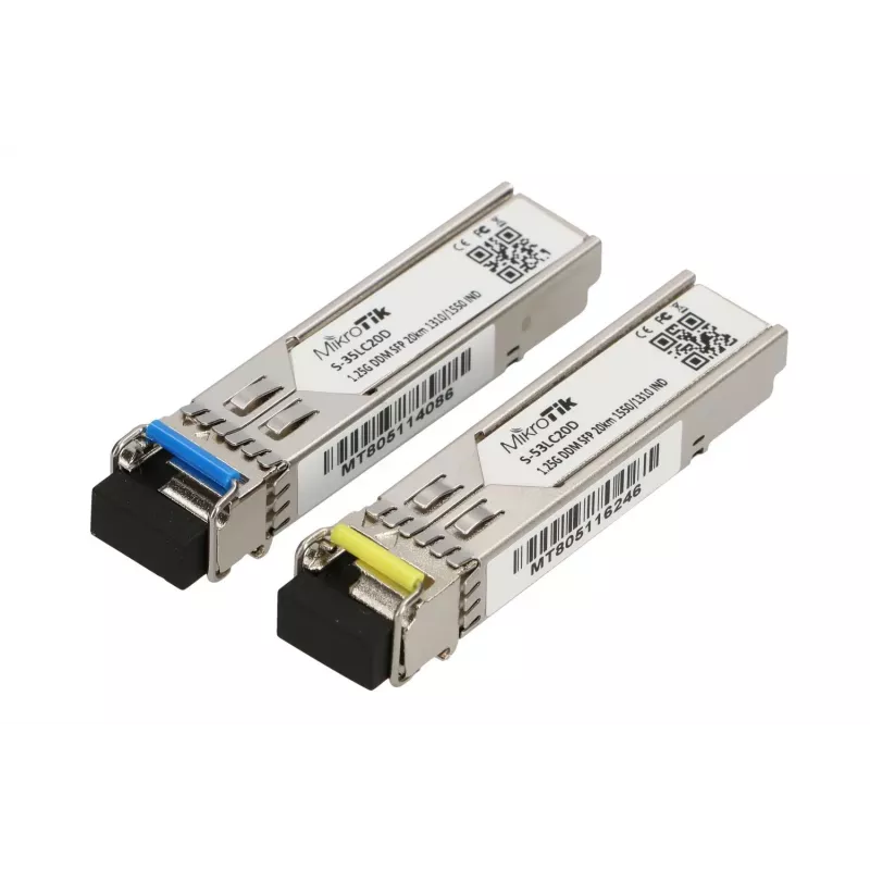 MikroTik SFP Module S-3553LC20D, 1.25Gb/s, 20km, Single-Mode, Pair (T1310nm/R1550nm) + (T1550nm/R1310nm)