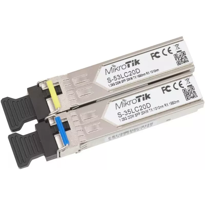 MikroTik SFP Module S-3553LC20D, 1.25Gb/s, 20km, Single-Mode, Pair (T1310nm/R1550nm) + (T1550nm/R1310nm)