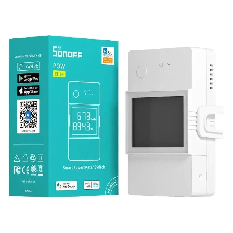 Sonoff POWR316D WiFi Smart Power Meter Switch z monitorowaniem energii, 16A, 3500W, wyświetlacz LCD, współpracuje z Alexa i Google Home