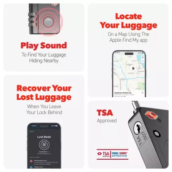 KEYSMART SmartLock TSA Approved Find My Lock Black