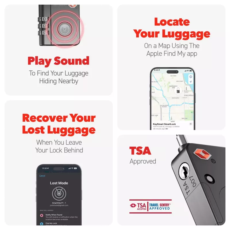KEYSMART SmartLock TSA Approved Find My Lock Black