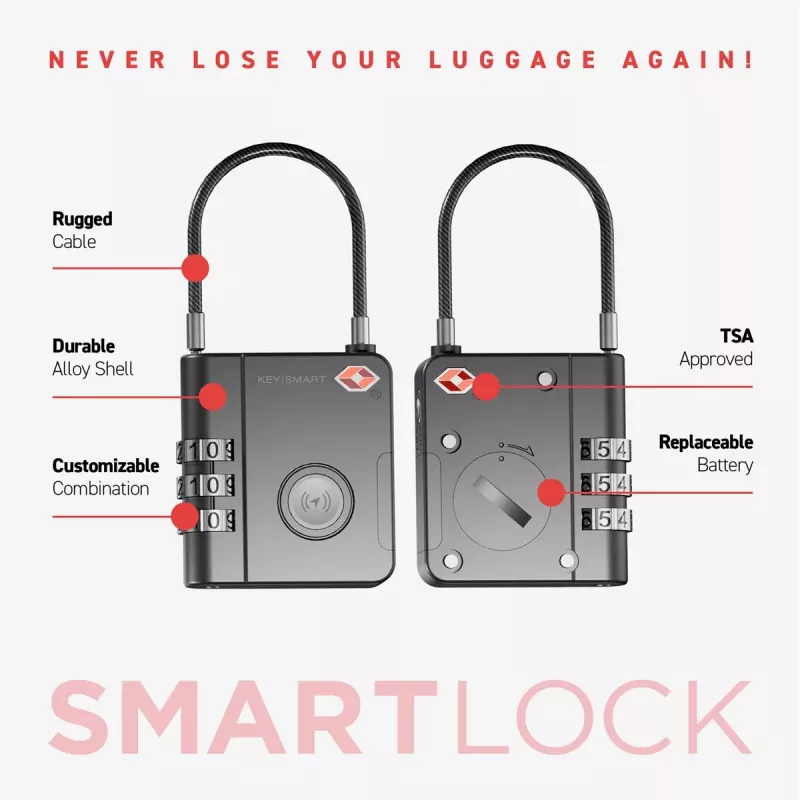 KEYSMART SmartLock TSA Approved Find My Lock Black