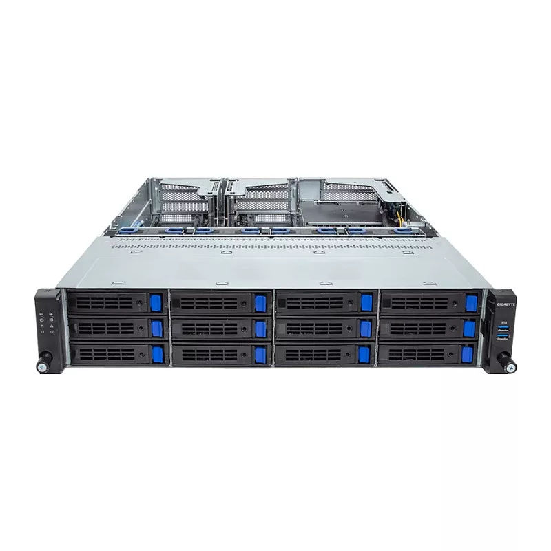 Giga Computing GigaByte R263-S30-AAH2 2U Rackmount Server Barebone, 12x 3.5 inch/2.5 inch Hot-Swap Bays, 2x 1300W Redundant PSU, Intel C236, LGA 1151