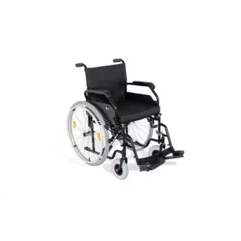 REHA FUND Wózek inwalidzki stalowy RF-1/45/PN/CZA-624/PU - Wózek ręczny, szerokość siedziska 45 cm, udźwig 120 kg, czarny