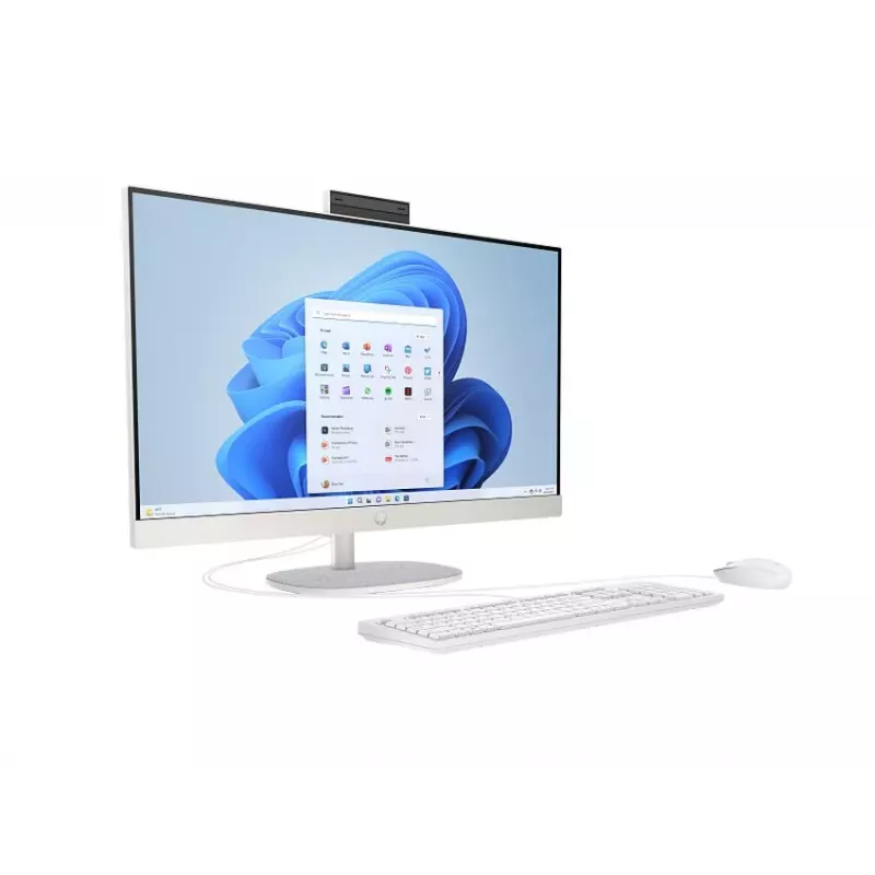 HP All-in-One 27-cr0004nc, AMD Ryzen 7 7730U, 32 GB RAM, 1 TB SSD, 27 inch Full HD IPS, Windows 11 Home, Biały (produkt odnowiony)