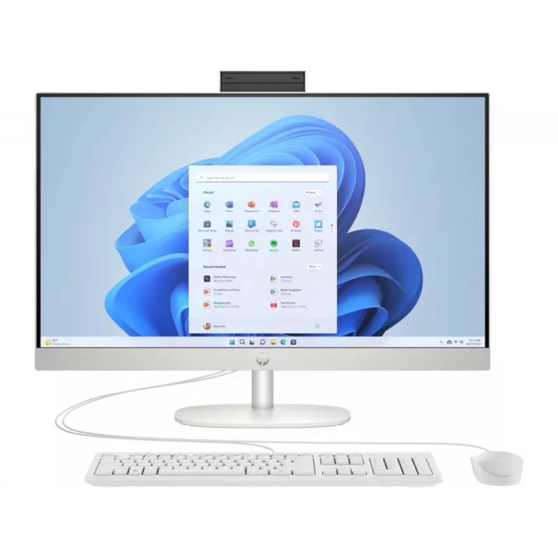 HP All-in-One 27-cr0042nf Desktop PC, AMD Ryzen 5 7520U, 16 GB RAM, 512 GB SSD, 27 inch Full HD IPS Display, Windows 11 Home, White (produkt odnowiony)