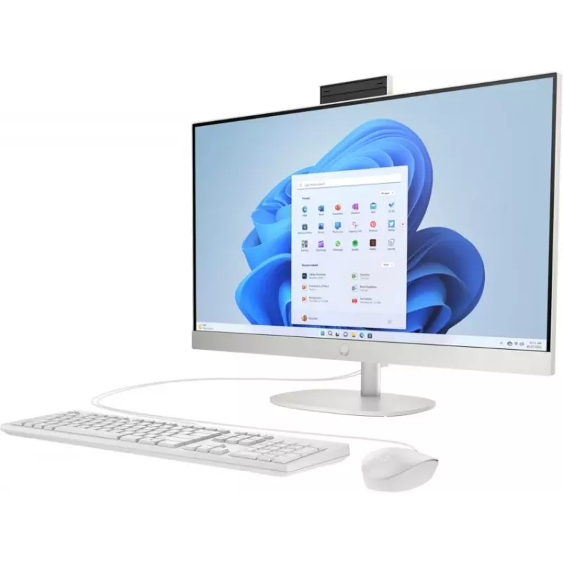 HP All-in-One 27-cr0042nf Desktop PC, AMD Ryzen 5 7520U, 16 GB RAM, 512 GB SSD, 27 inch Full HD IPS Display, Windows 11 Home, White (produkt odnowiony)