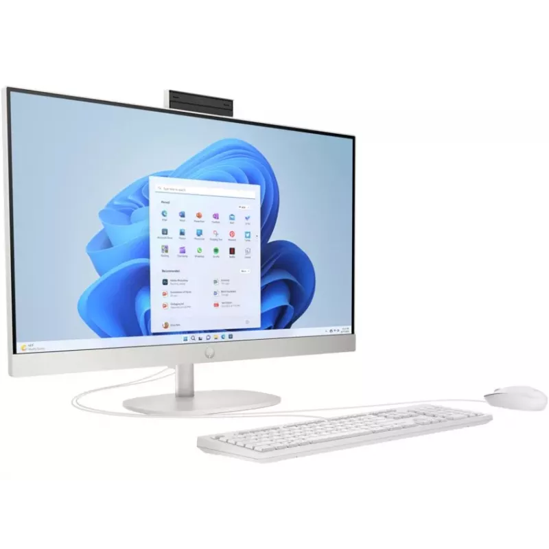 HP All-in-One 27-cr0042nf Desktop PC, AMD Ryzen 5 7520U, 16 GB RAM, 512 GB SSD, 27 inch Full HD IPS Display, Windows 11 Home, White (produkt odnowiony)