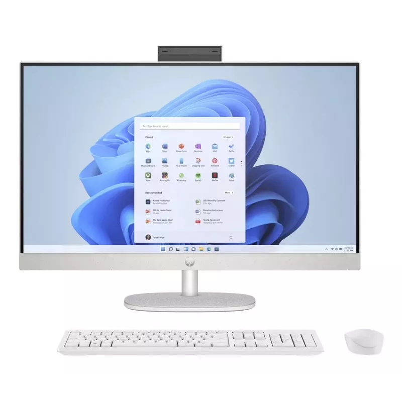 HP All-in-One 27-cr0045nf Desktop PC, AMD Ryzen 7 7730U, 16 GB RAM, 512 GB SSD, 27 inch Full HD IPS Display, Windows 11 Home, White (produkt odnowiony)