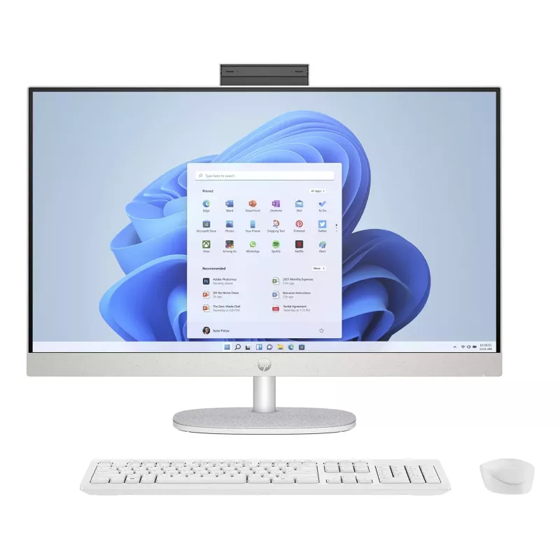 HP All-in-One 27-cr0045nf Desktop PC, AMD Ryzen 7 7730U, 16 GB RAM, 512 GB SSD, 27 inch Full HD IPS Display, Windows 11 Home, White (produkt odnowiony)