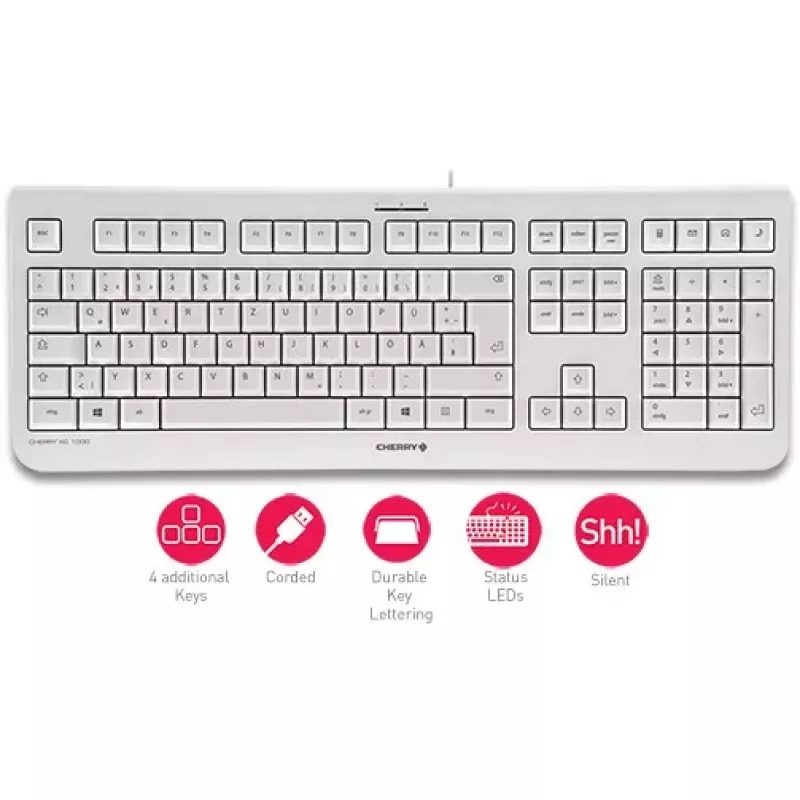 Klawiatura Cherry KC 1000 - Pan Nordic - Jasnoszara