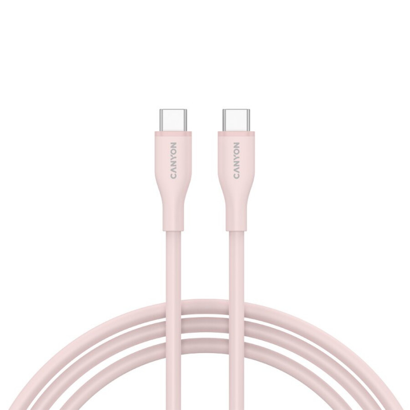 CANYON USB-C do USB-C Kabel 60W 1m Silikonowy Pink Sand