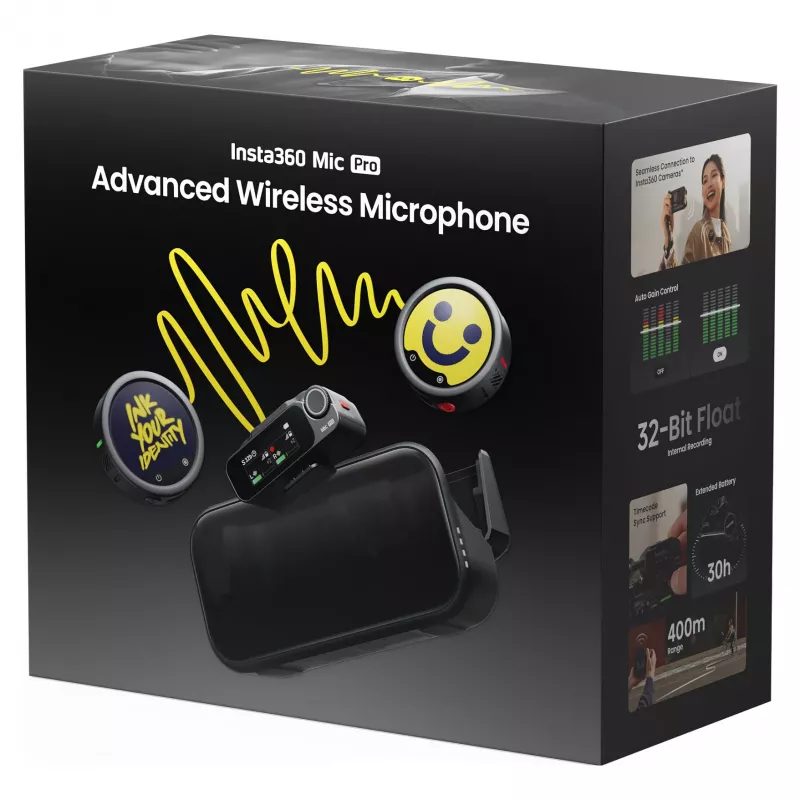 Insta360 Mic Pro (2 TX + 1 RX) - Cyfrowy bezprzewodowy system mikrofonowy