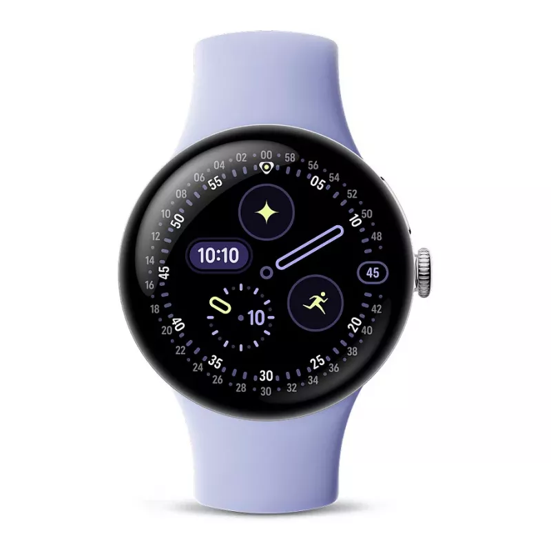 Google Pixel Watch 4 - 41 mm - Polished Silver Aluminium - Iris Active Band - Wear OS Smartwatch