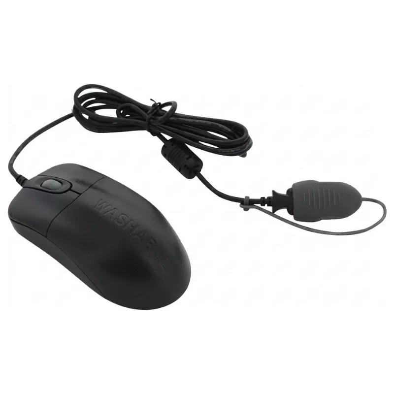 Seal Shield Silver Storm Wired Optical Mouse, 3 Buttons, USB, Black, 800 DPI, IP68 Waterproof, Dishwasher Safe