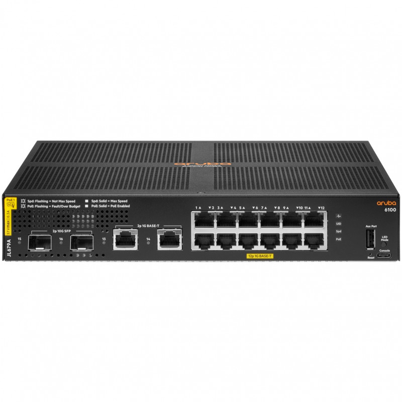 HPE Aruba 6100 12G Class 4 PoE 2G/2SFP+ 139W Switch