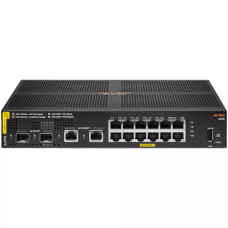 HPE Aruba 6100 12G Class 4 PoE 2G/2SFP+ 139W Switch
