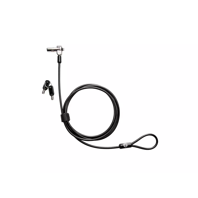 HP Nano MK Lock - Zamek kablowy na klucz do gniazda Kensington Nano Security, linka stalowa ocynkowana 1,83 m, czarno-srebrny