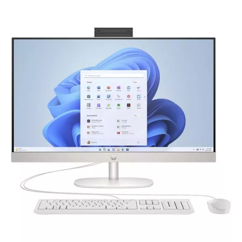 HP All-in-One 27-cr0046na Desktop PC, 27 inch FHD IPS, Intel Core i5-1334U, 8GB RAM, 512GB SSD, Windows 11 Home, Biały