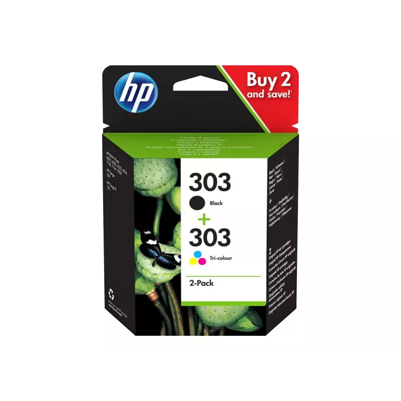HP 303 Black/Tri-Color Original Ink Cartridge 2-Pack