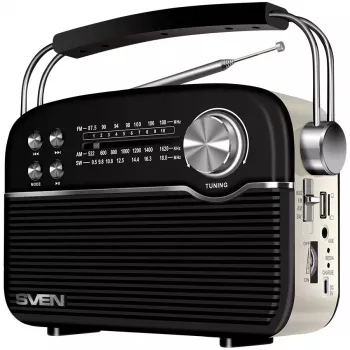 Głośnik SVEN SRP-500, Czarny (3W, Bluetooth, FM/AM/SW, USB, microSD, AUX, Bateria)