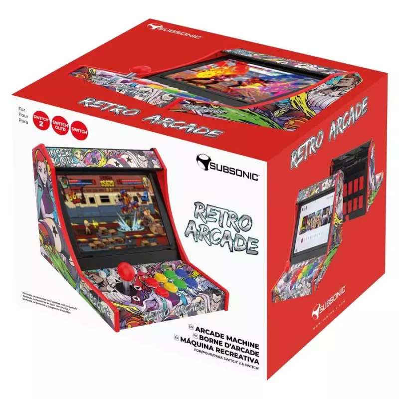 Subsonic Retro Arcade Arcade Stick / Fight Stick do PC, PS3, PS4, Nintendo Switch, Xbox One, Xbox Series X/S, USB-A, kabel 2,5 m, czarno-czerwony