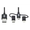 Eaton Tripp Lite Series Universal USB-A do Lightning, USB Micro-B i USB-C Sync/Charge Kabel (M/3xM), certyfikowany MFi, czarny, 1,8 m (6 ft)