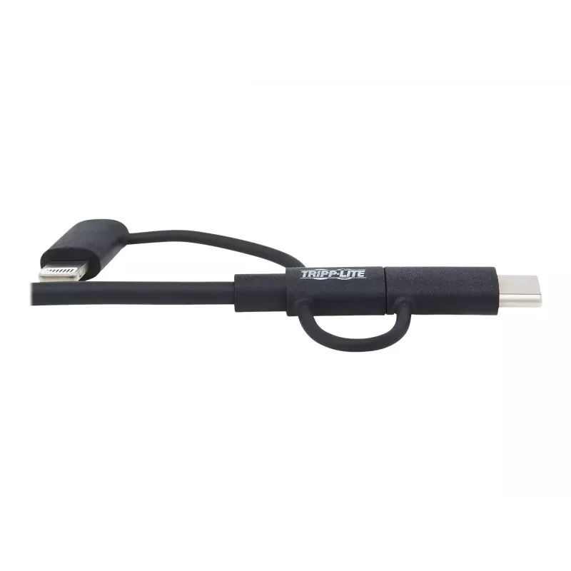 Eaton Tripp Lite Series Universal USB-A do Lightning, USB Micro-B i USB-C Sync/Charge Kabel (M/3xM), certyfikowany MFi, czarny, 1,8 m (6 ft)