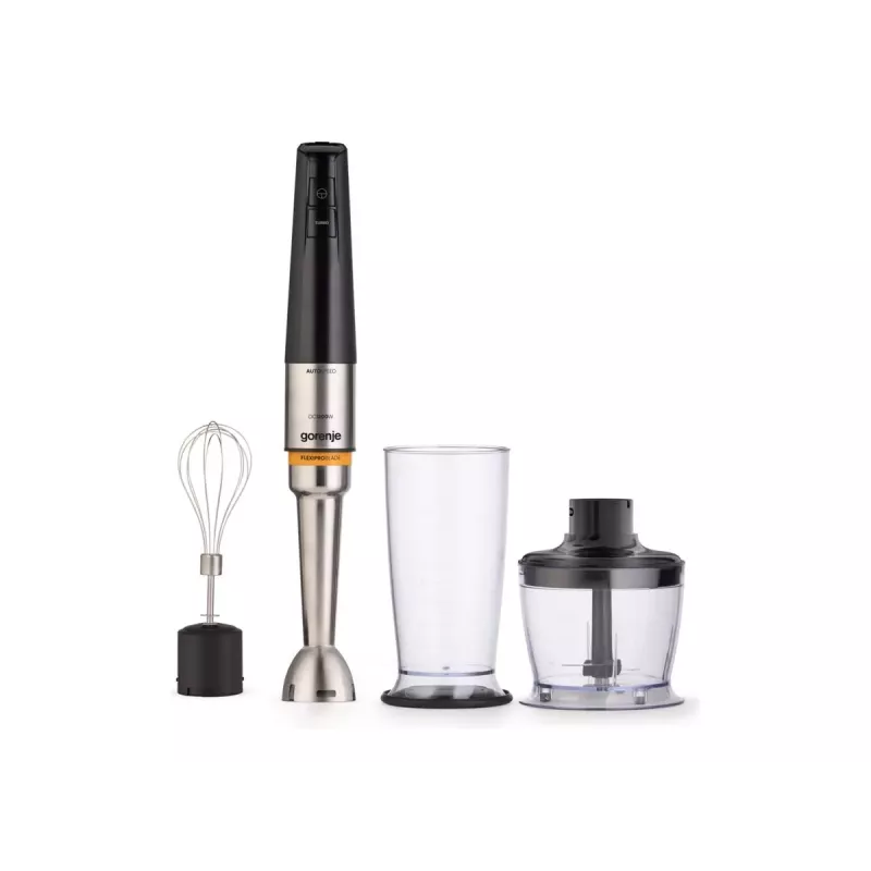 Gorenje HBX1200EB 1200 W Blender ręczny z plastikowym pojemnikiem, 0,8 L, wał ze stali nierdzewnej, czarny