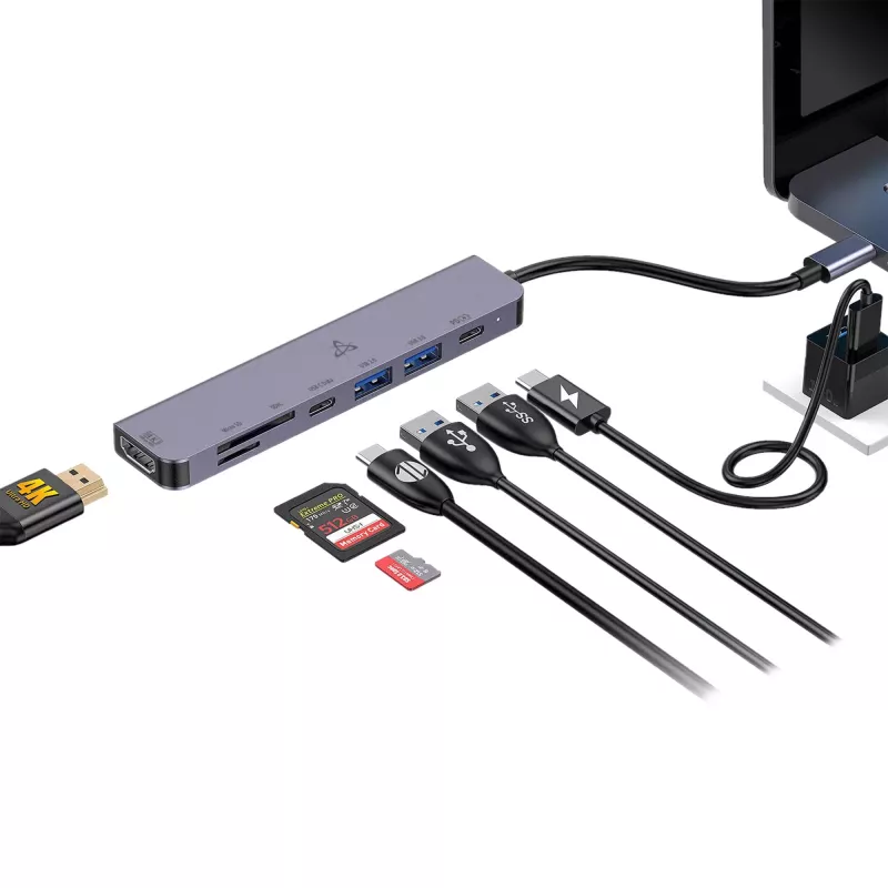 SBOX H-999 7-in-1 USB-C Hub Space Gray